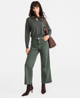 Women's Fuxia High-Waist Wide-Leg Stretch Pants