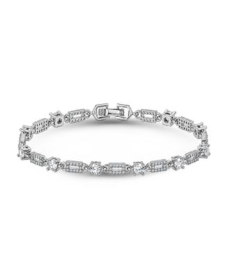 Cubic Zirconia Pave Rectangle Link Bracelet 