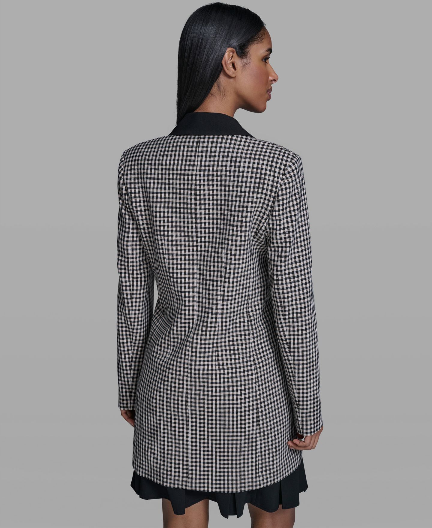 Женский пиджак KARL LAGERFELD PARIS Checkered One-Button Blazer, цвет: Чёрный — фото 5