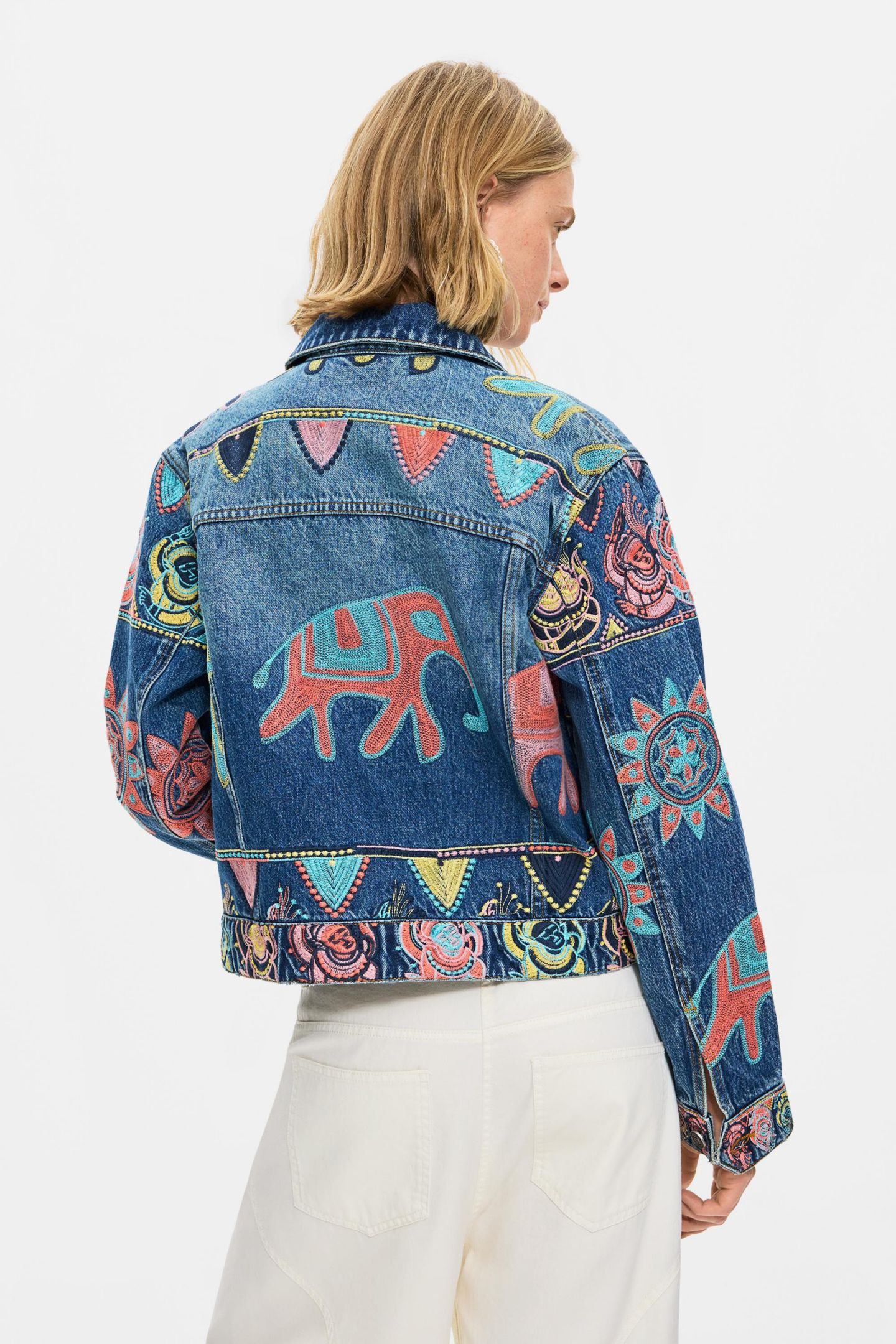 Женская куртка Desigual Printed Jacket 100% Cotton, цвет: Средний синий — фото 3