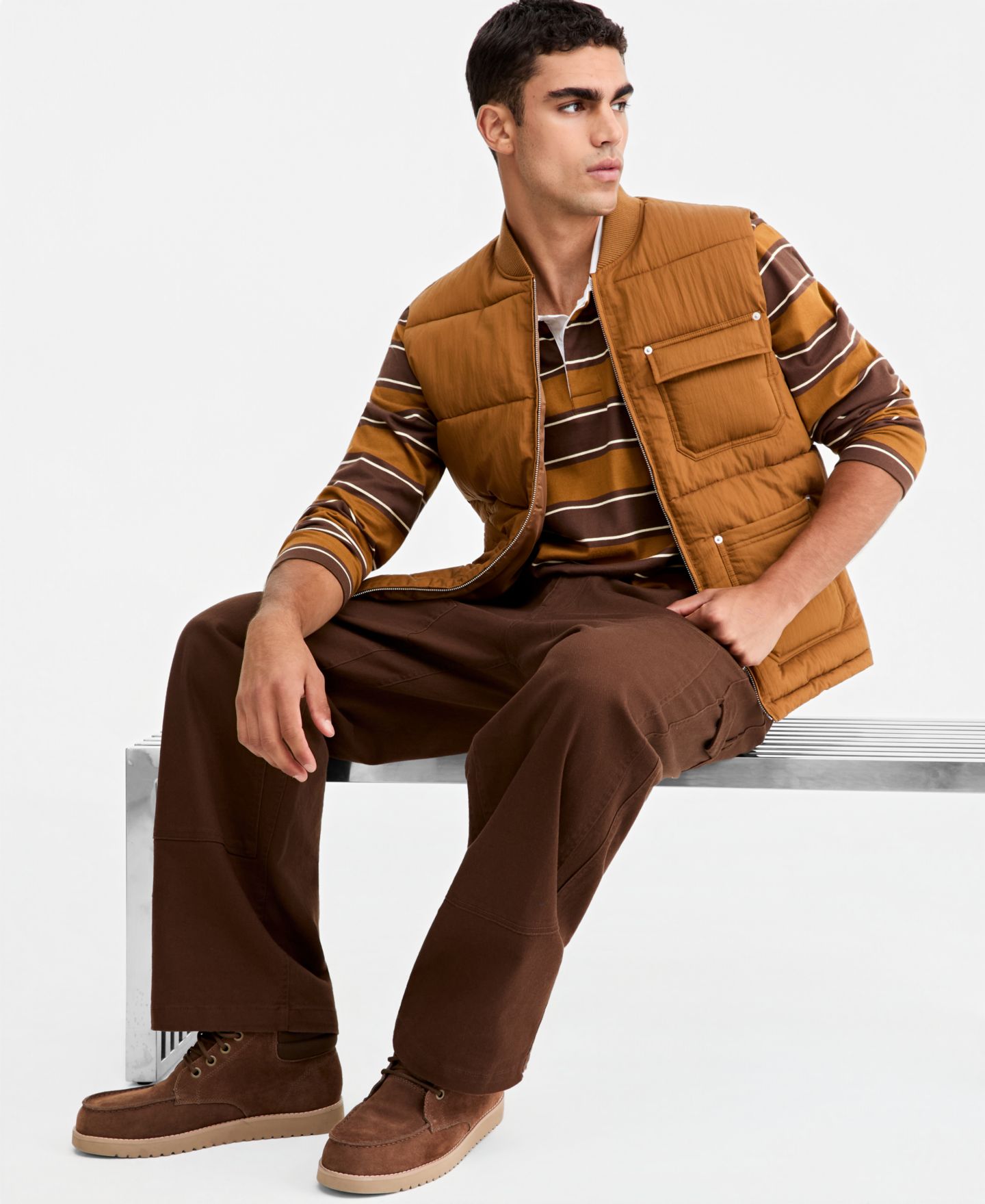 Мужской жилет Mode of One Relaxed-Fit Utility Puffer Vest, цвет: Tarnish Br — фото 2