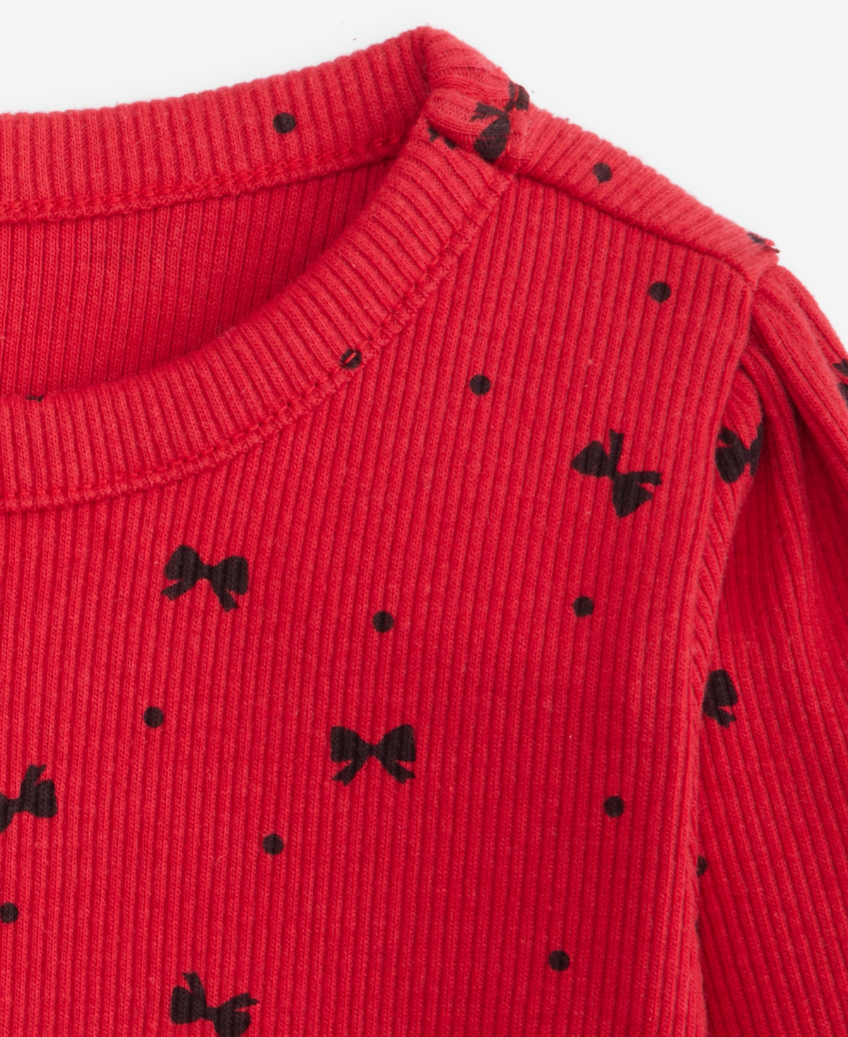 First Impressions Baby Girls' 3M-24M Mix & Match Long-Sleeve Bow-Print Peplum Ribbed Top, Macy's Exclusive