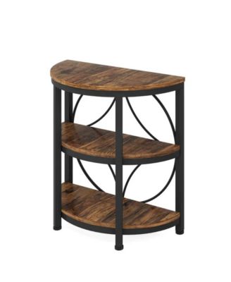 3 Tier Narrow End Table with Metal Frame for Living Room