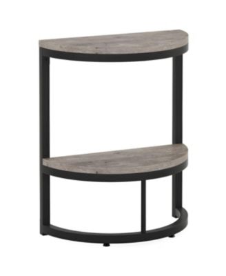 Half Round End Table with Metal Frame for Small Spaces