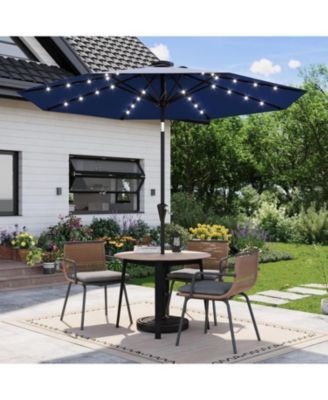 9 Feet Outdoor Table Solar Patio Umbrella With 32 LED Lights, UV Protection For Pool, Deck