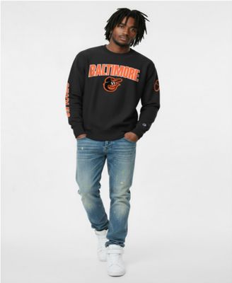 Men's Black Baltimore Orioles Reverse Weave Chenille Sweatshirt