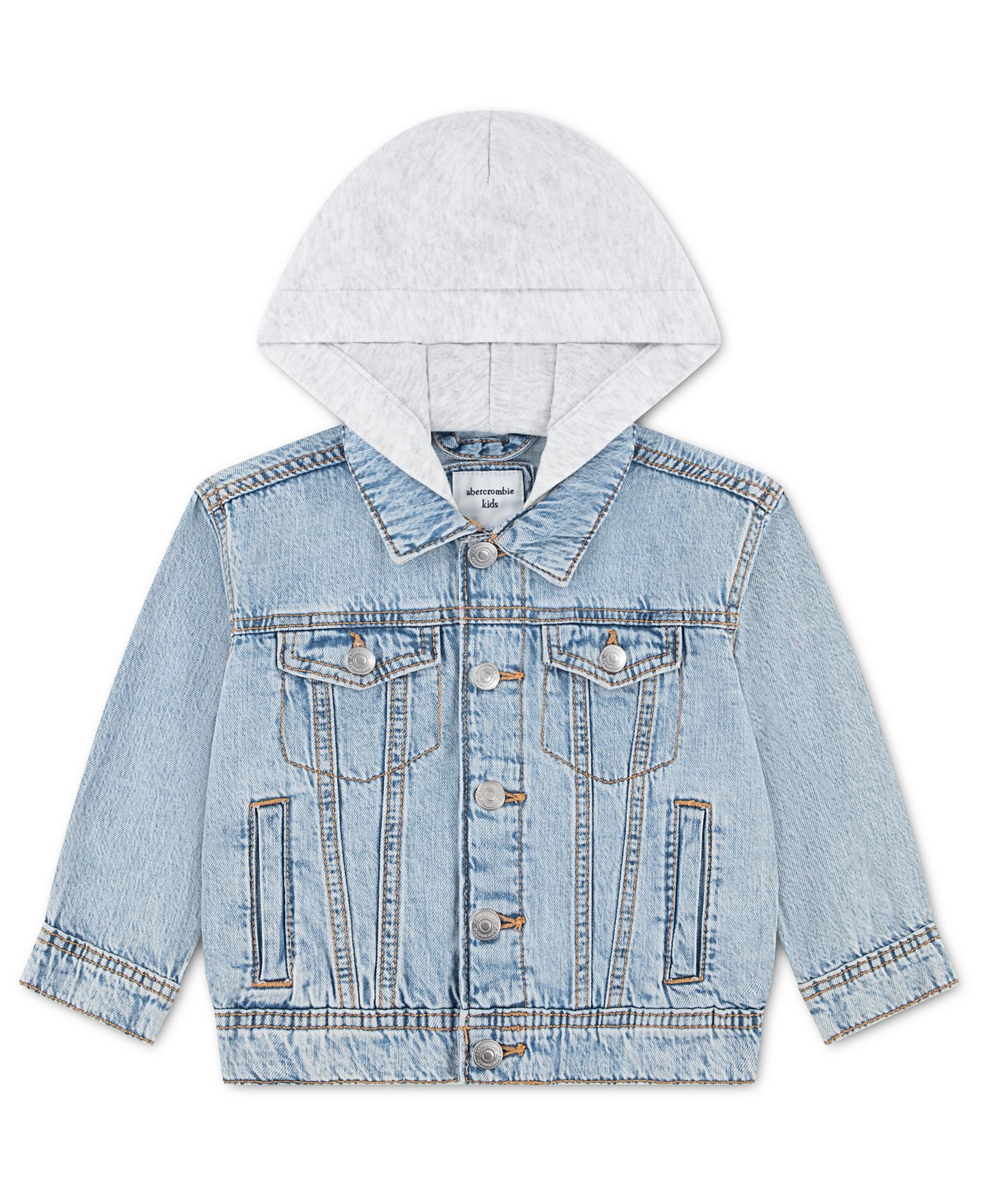 Куртка abercrombie kids Hooded Denim Jacket для мальчиков-малышей, цвет: Синий — фото 1