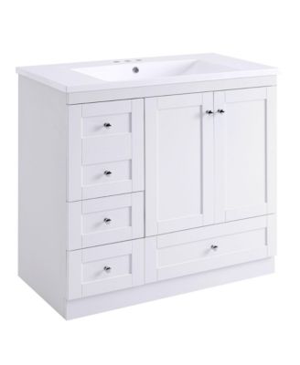 36 Inch Shaker Style Free Standing Bathroom Vanity Cabinet with Sink 4 Soft Close Drawers and 2 Soft Close Doors