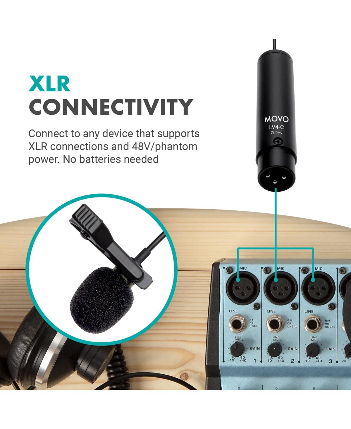 Movo LV4-c Cardioid Xlr Lavalier Microphone