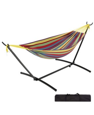 Heavy Duty Double Hammock with Steel Stand - 2 Person Outdoor Hammock, Portable, Space-Saving, 450 lbs Capacity, with Carry Bag