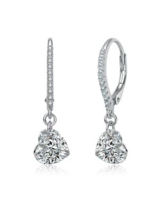 Brilliant  Gold Plated CZ Heart Drop Hoop Earrings