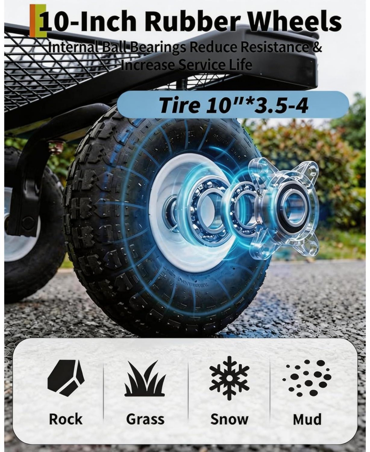 gaomon 800 lbs Heavy Duty Steel Garden Cart with Removable Mesh Sides 10inch All-Terrain Pneumatic Tires Utility Wagon with 180 Rotating