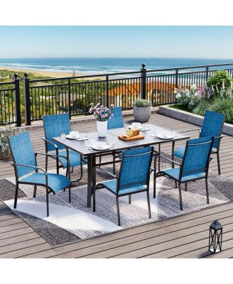 7 Piece Patio Dining Set, Outdoor Dining Table And Chairs Set For 6