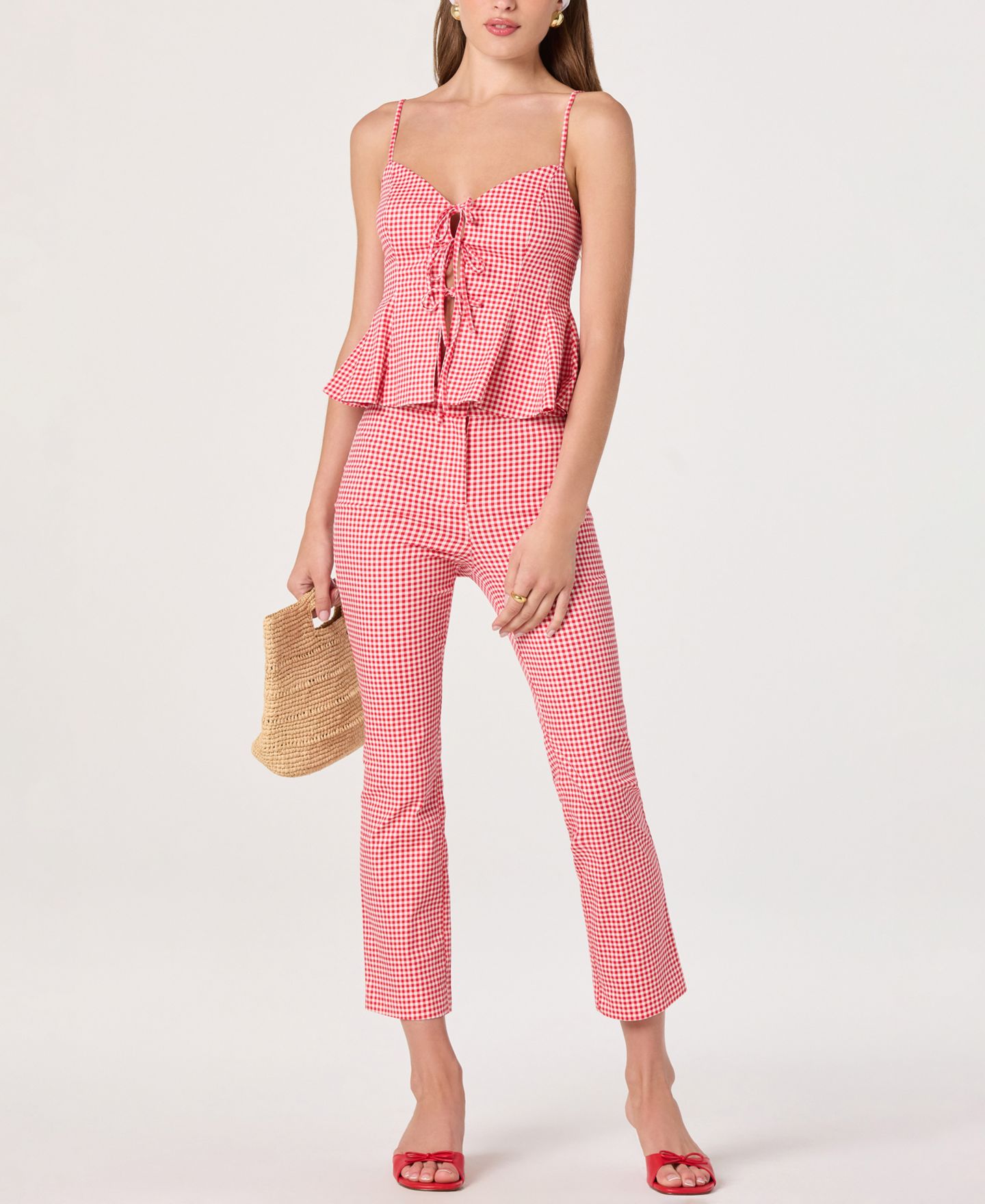 Женский топ ASTR the Label Alma Sweetheart Neck Sleeveless Peplum, цвет: Красный — фото 2