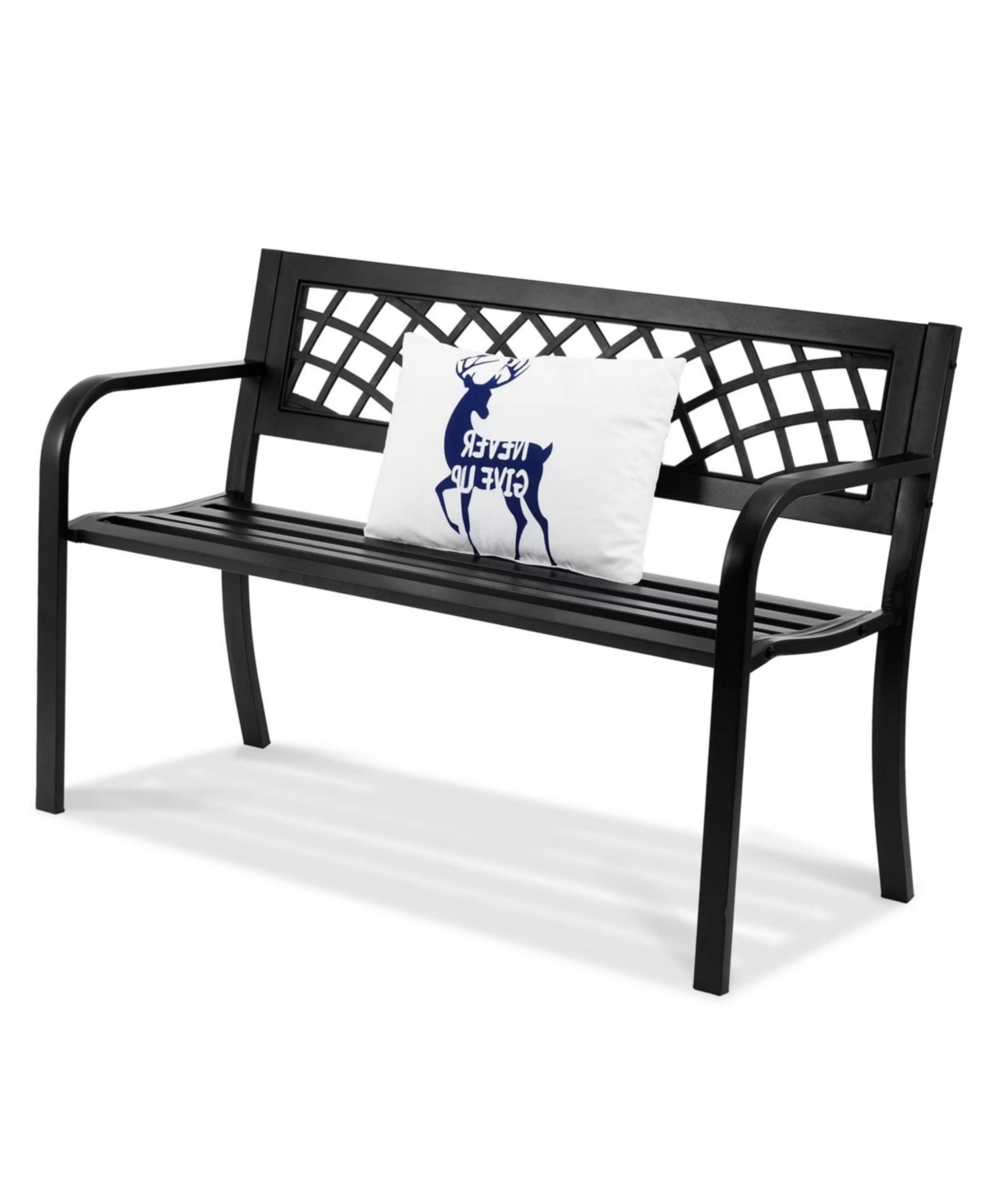Yiortwo 46 Inch Outdoor Metal Garden Bench with Backrest and Armrests