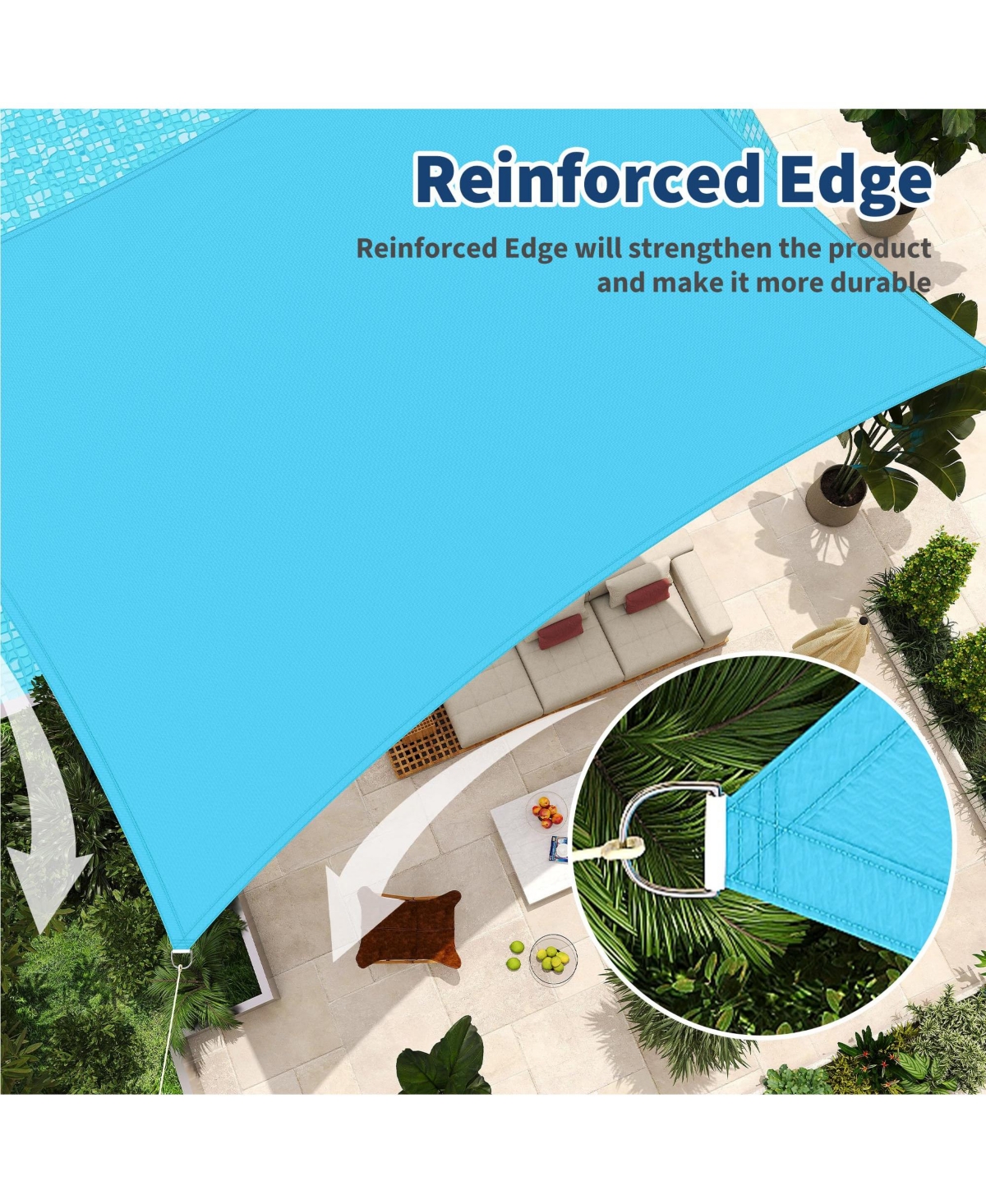 gaomon Outdoor Sun Shade Sail for Patio, Deck and Garden, Uv Block Hdpe Canopy with Reinforced Corners