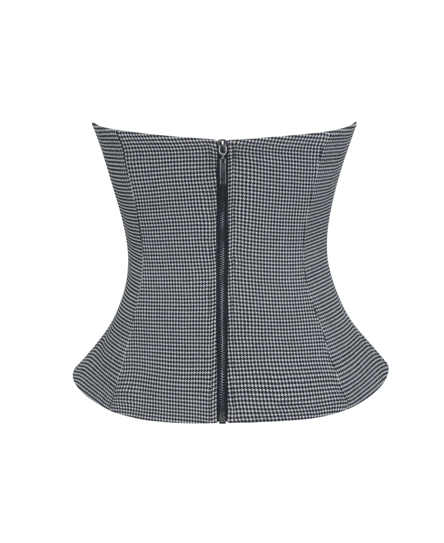 Женский топ Miss Circle Ulla Micro-Houndstooth Strapless Peplum, цвет: Серый — фото 9