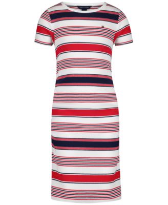 Tommy Hilfiger Girls' 7-16 Striped Ribbed Short-Sleeve Dress - Macy's