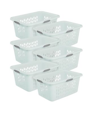 Laundry Basket, 2 Bushel Plastic Hamper with Handles, Mint, 6 Pack