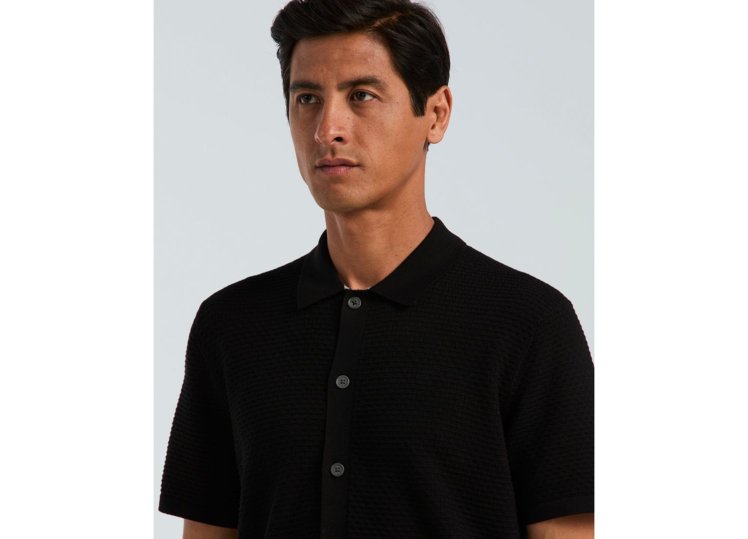 Men's Cotton Wavy Stripe Polo Sweater