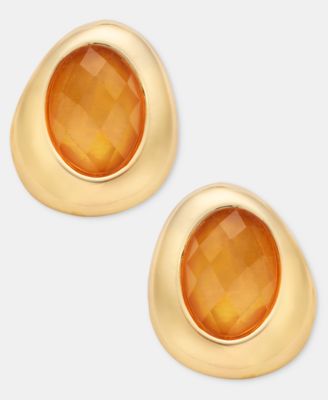 Stone Pebble Button Earrings