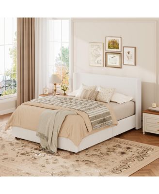 Lift Up Storage Bed, Modern Corduroy Upholstered Platform Bed Frame with Wingback Headboard, Gas Lift Hydraulic Storage, No Box Spring Needed
