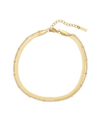 St Moran Tarnish-Resistant Silver Heringbone and Cable Chain Stefanie Anklet Set - Gold 49$