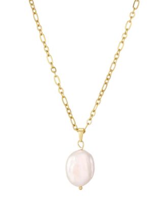 Tarnish-Resistant Gold Natural Freshwater Pearl Single Figaro Chain Melia Necklace
