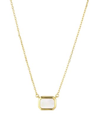 Gold Natural Imitation Pearl Bezeled Sideways Solange Necklace