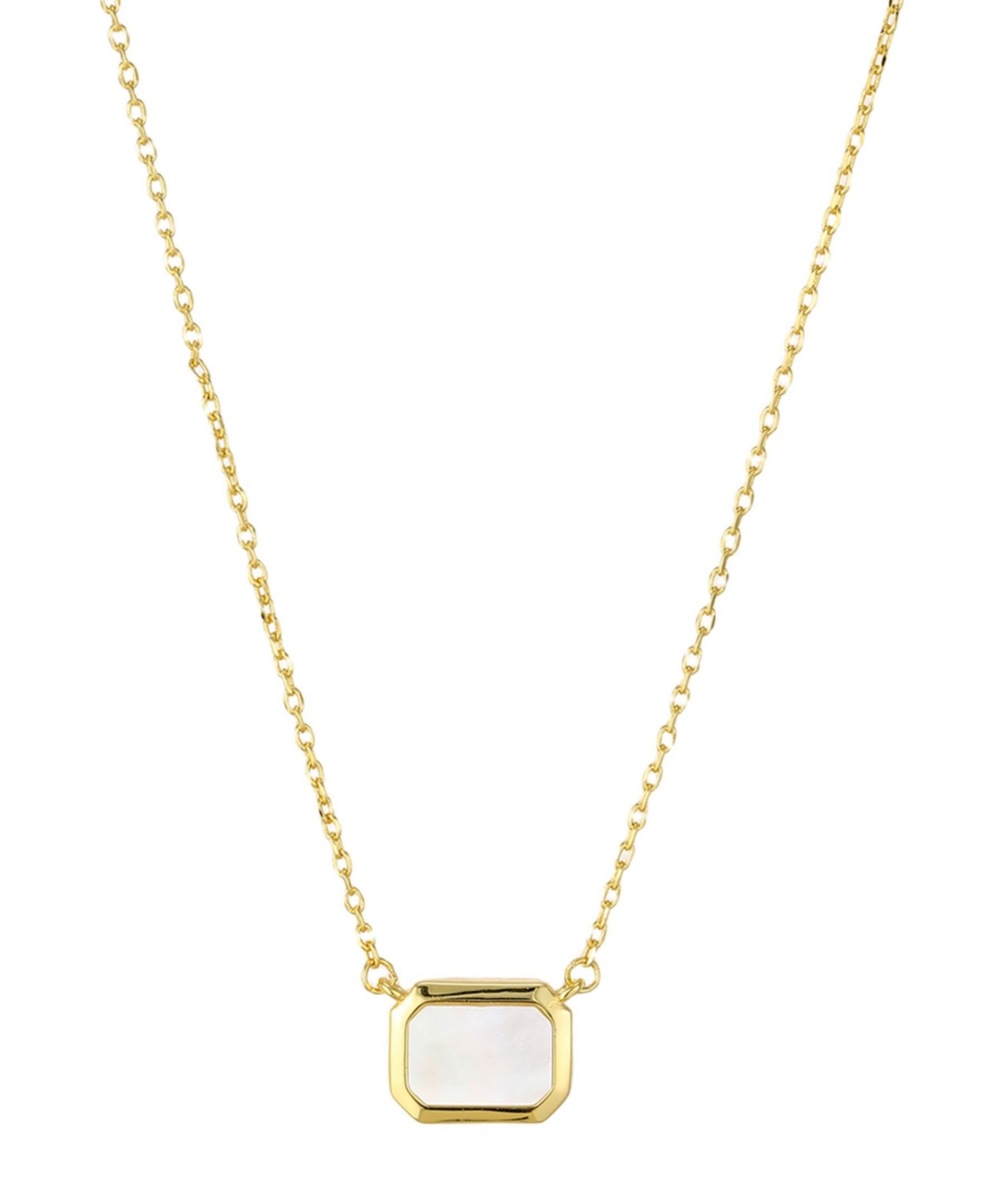 St. Moran Gold Natural Imitation Pearl Bezeled Sideways Solange Necklace