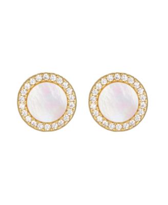 St Moran Gold Natural Imitation Pearl Halo Serra Stud Earrings - White 75$