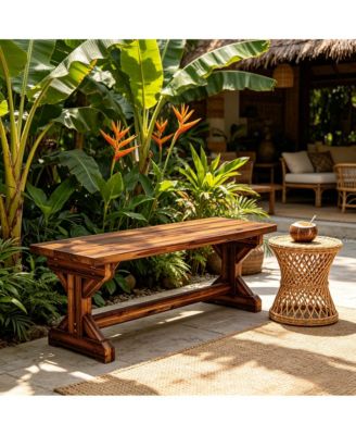 Backless Outdoor Fir Wood Park Bench, 45" Wide