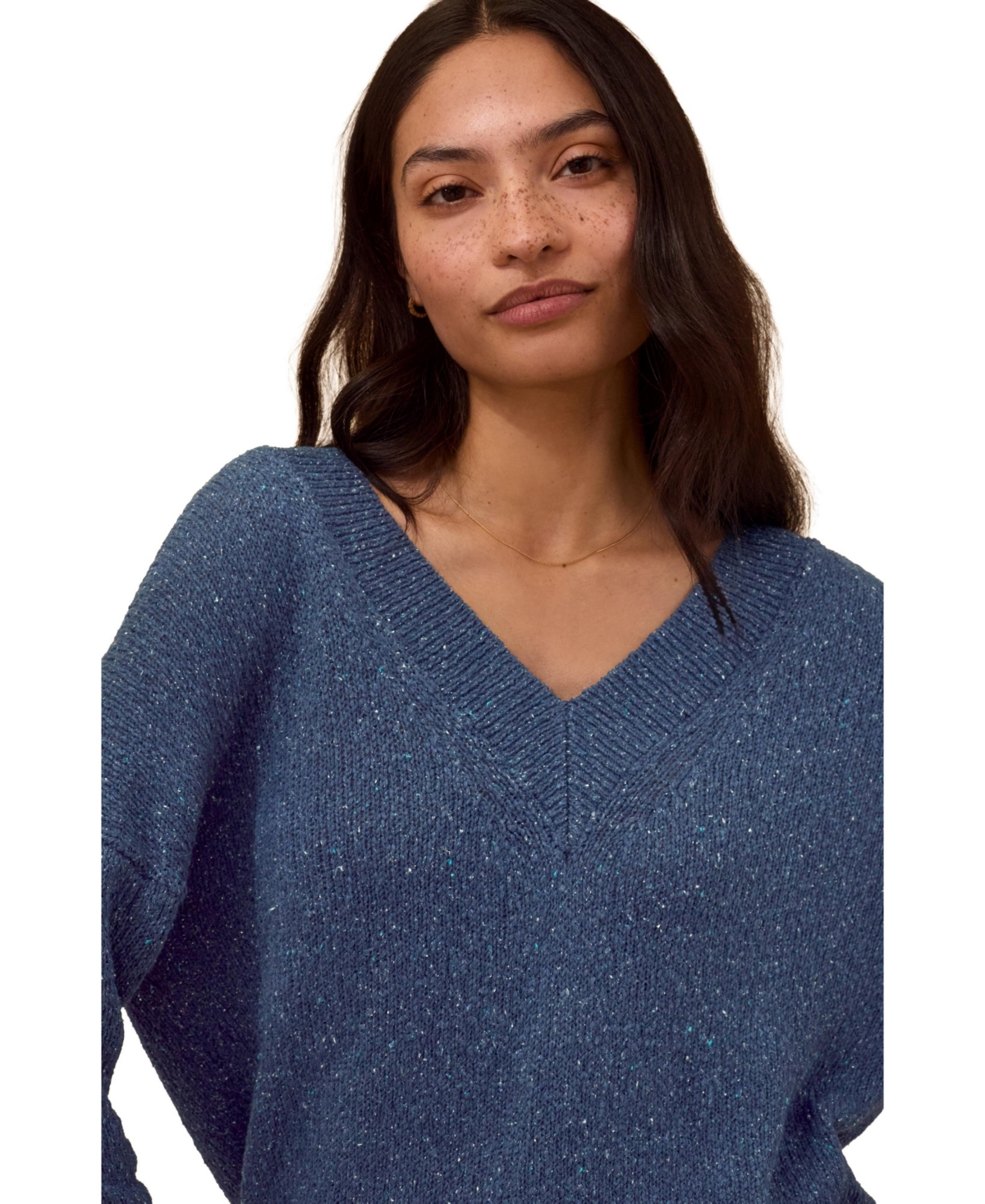 Celtic & Co. Women's Cotton Blend Flecked V-Neck Sweater