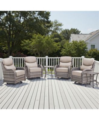 6 Pieces Outdoor Patio Furniture Sets with Rocking Swivel Chairs with Thick Cushion and Side Table
