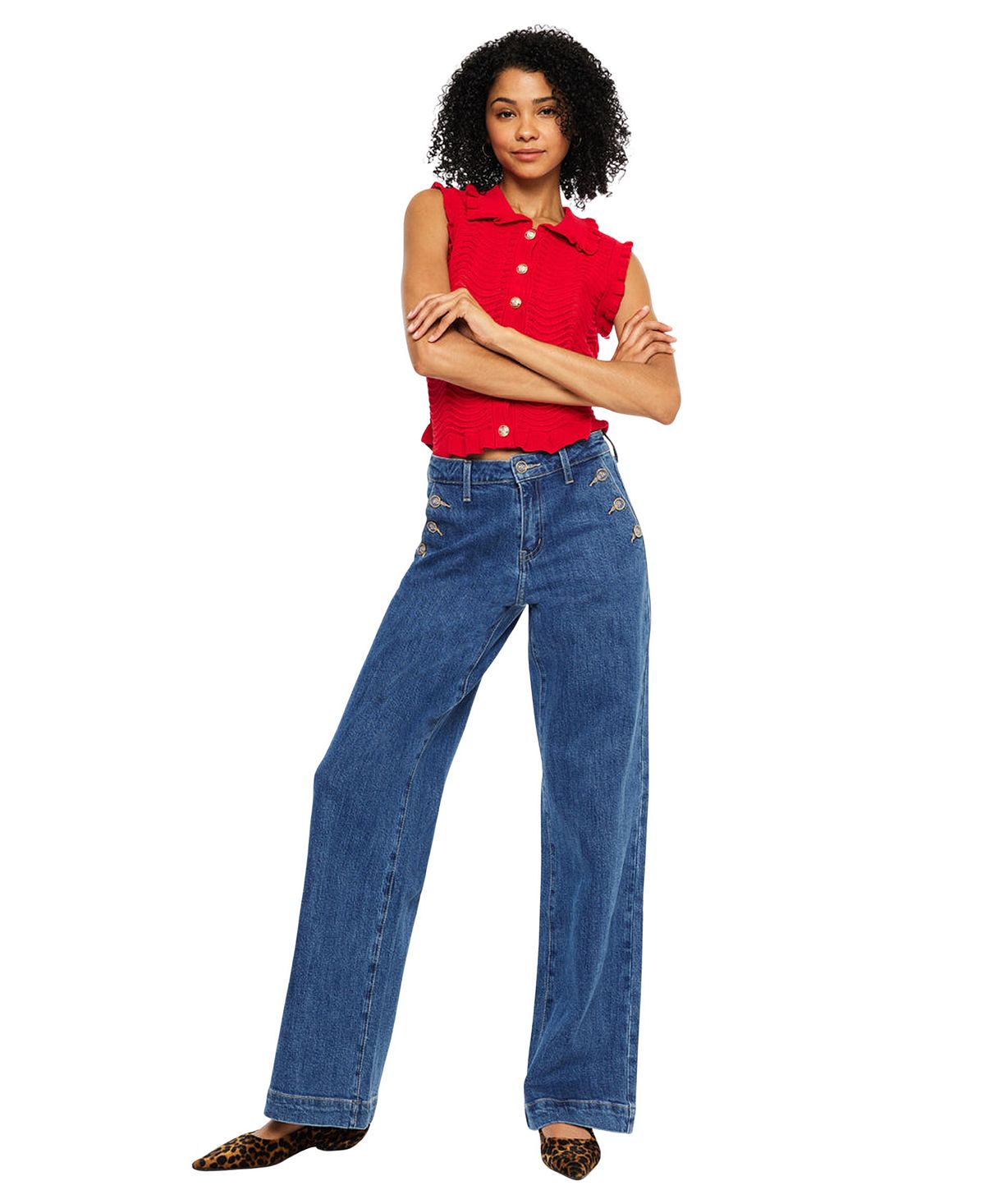 KanCan Women's Sol High Rise Wide Leg Trouser Jeans view 3 — MAYCSS fashion products