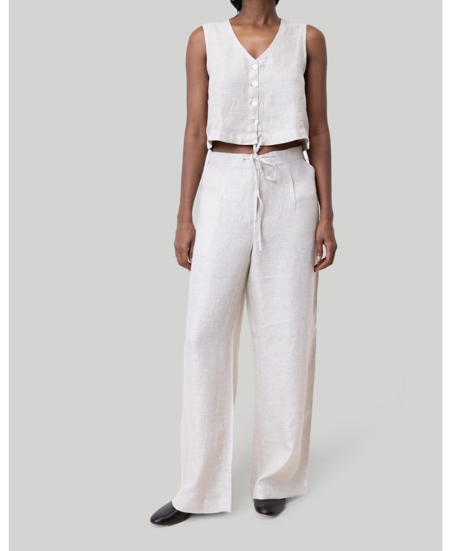 Женский жилет Reistor Cropped vest shirt, цвет: Льняной клетчатый — фото 4