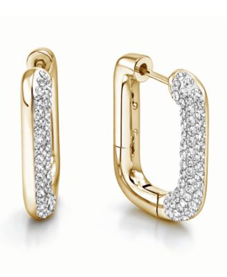 Clear Crystal Rectangular Shaped Hoop Earrings