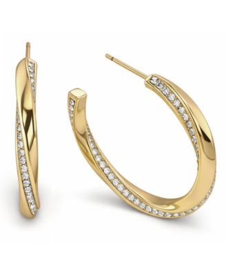 And Now This Crystal Post Tiwsted C Hoop Earrings - Gold 24$