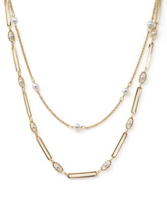 Simulated Cultivated Pearl Double Strand Necklace