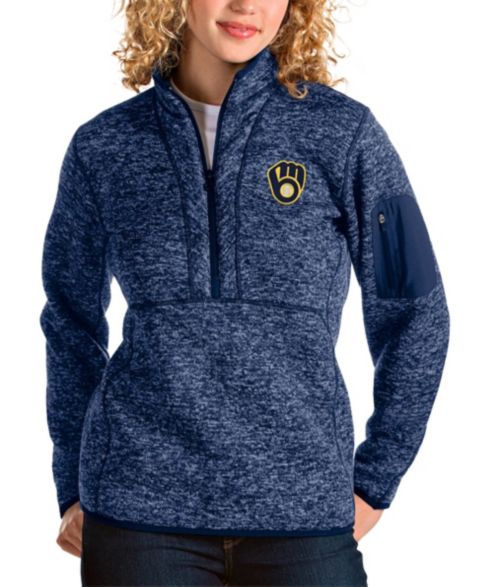 Женские свитеры Antigua Women's Heather Navy Milwaukee Brewers Fortune Half-Zip Pullover Jacket