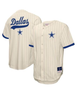 Men's Cream Dallas Cowboys Big & Tall Heavyweight Mesh Button-Up Fashion Jersey