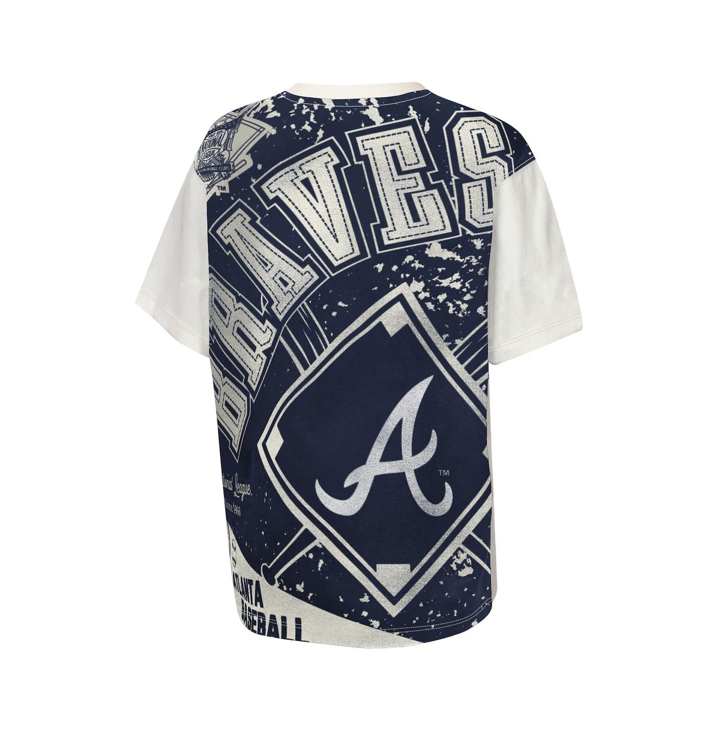 Детская футболка Outerstuff Cream Atlanta Braves Big League Top Player Bold All-Over-Print — фото 3