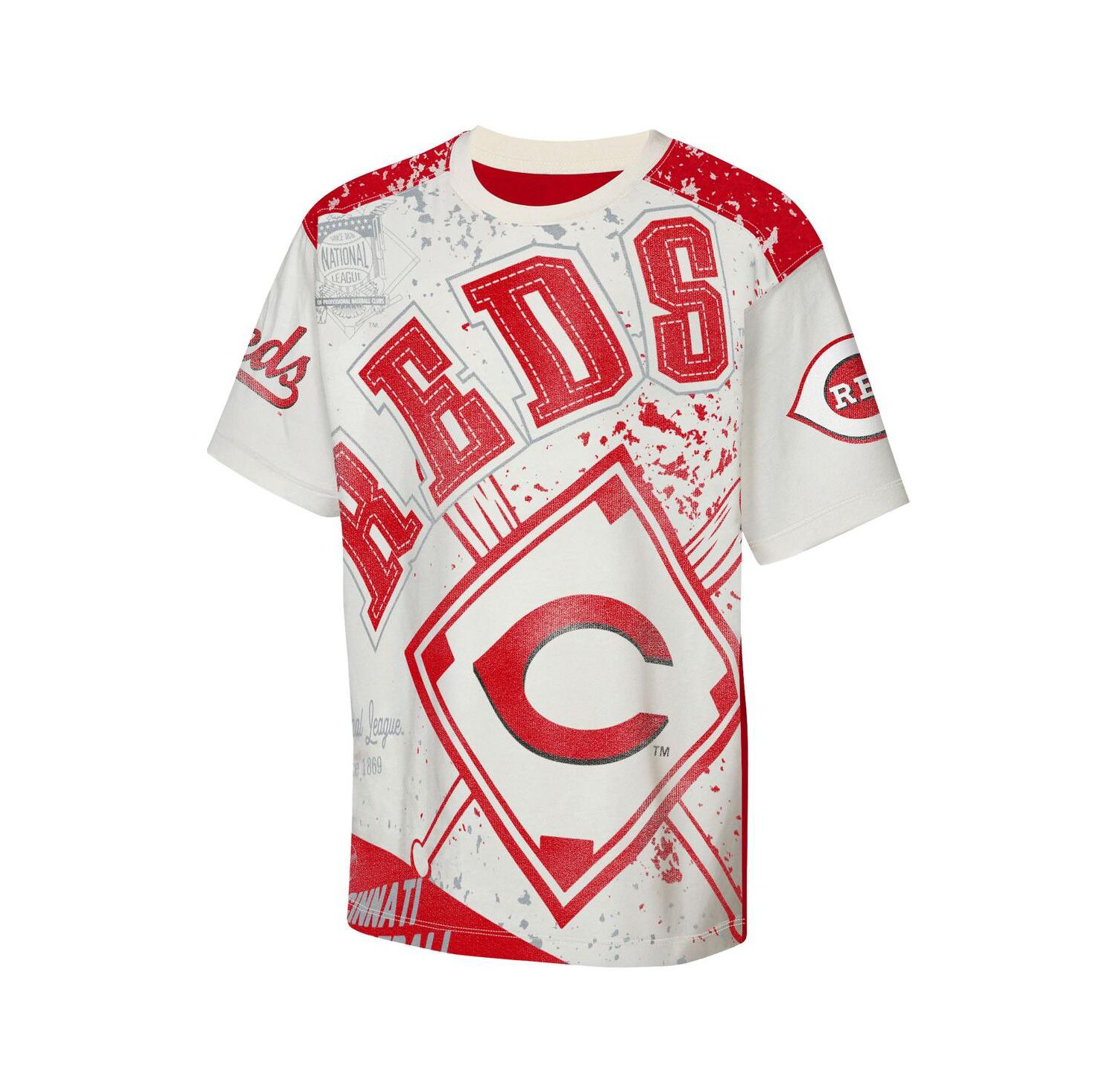 Big Boys and Girls Cream Cincinnati Reds Big League Top Player Bold All-Over-Print T-Shirt