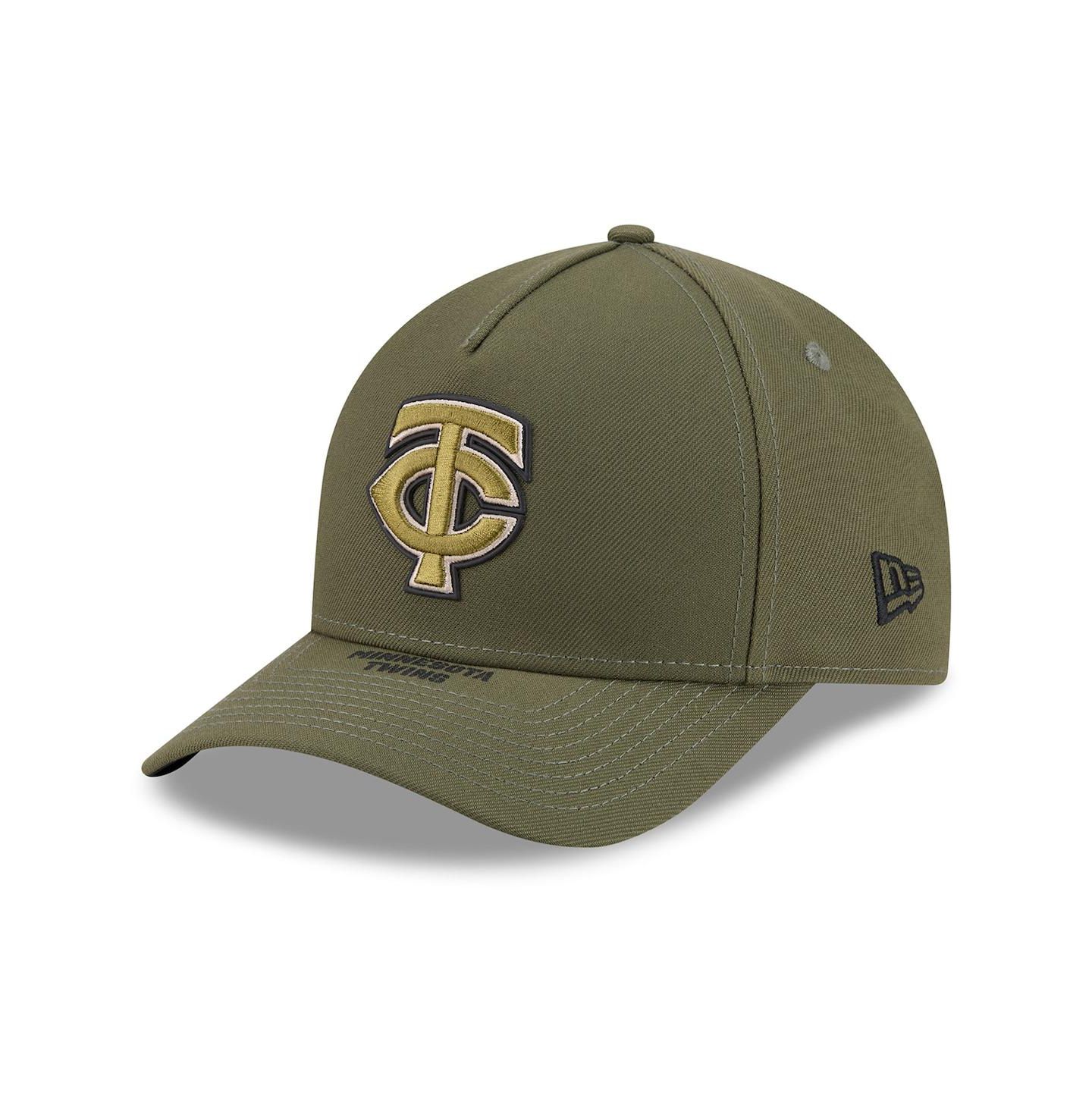 Детская кепка New Era Olive Minnesota Twins 2026 Armed Forces Day 9FORTY M-Crown Adjustable Hat — фото 3