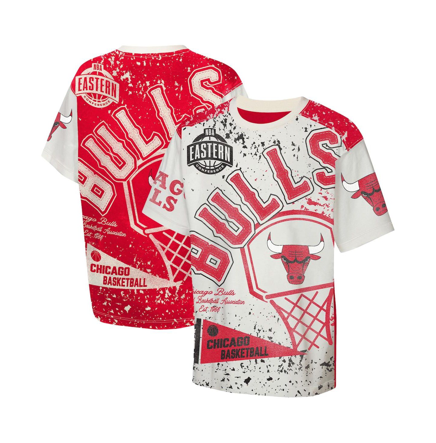 Детская футболка Outerstuff Cream Chicago Bulls Top Player All-Over-Print — фото 1