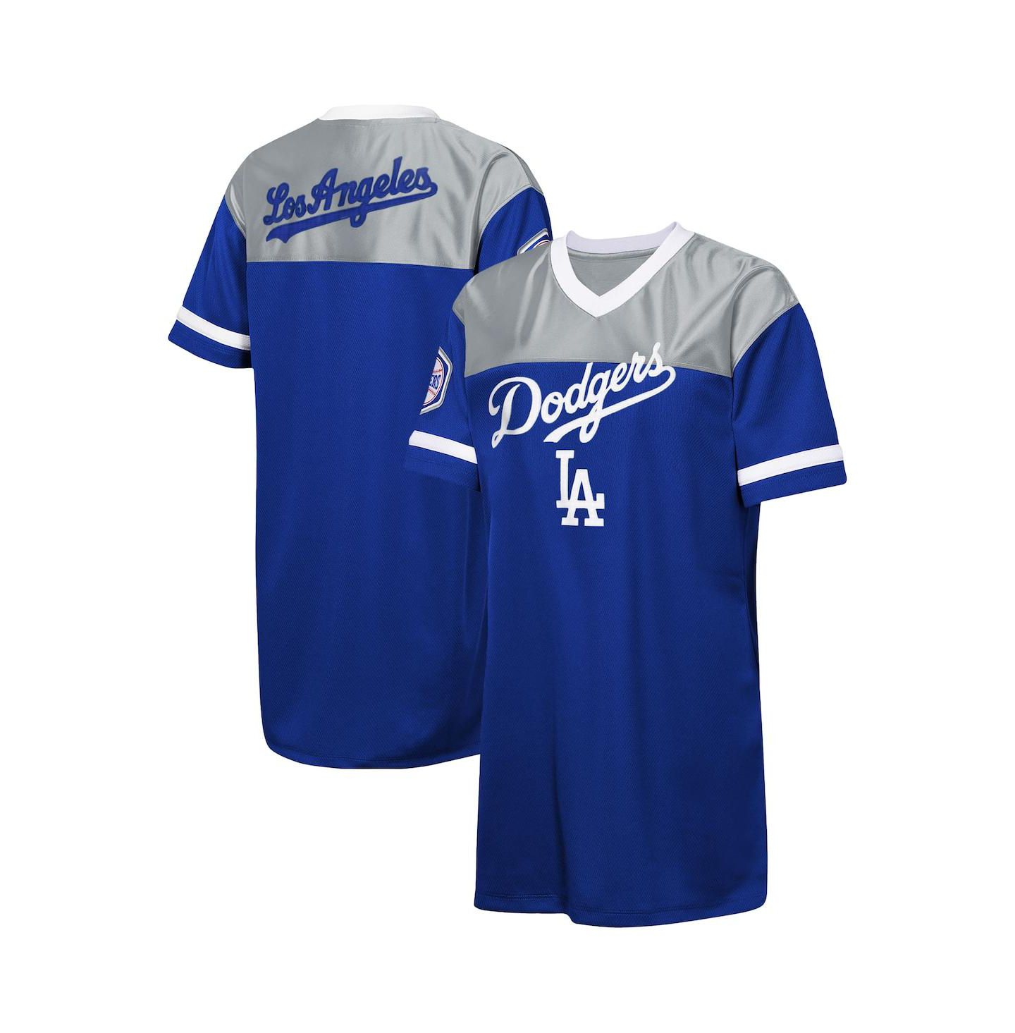 Платье Outerstuff Royal Los Angeles Dodgers Big League Cheer V-Neck T-Shirt Dress для девочек — фото 1