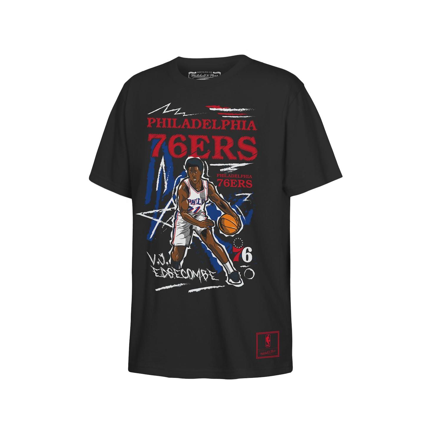 Детская футболка Mitchell & Ness VJ Edgecombe Black Philadelphia 76ers Chalked Up Player Name & Number — фото 1