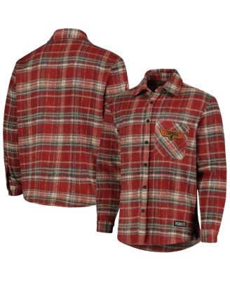 Men's Snoopy Wine Peanuts Top Dog Flannel Button-Up Shirt