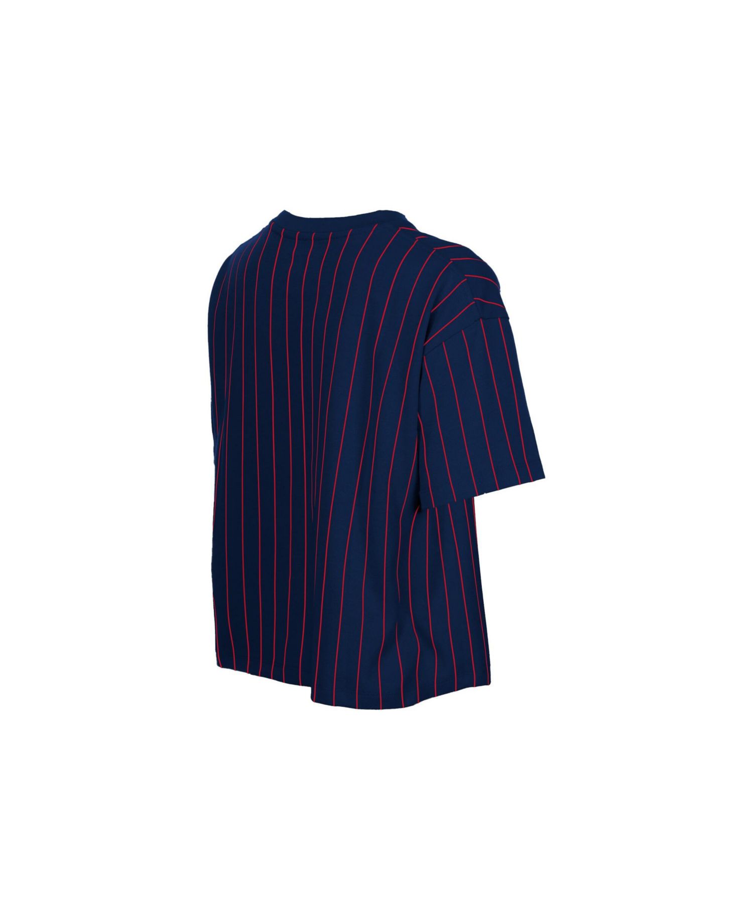 Women's Navy Boston Red Sox Throwback Meshback Pinstripe Boxy T-Shirt