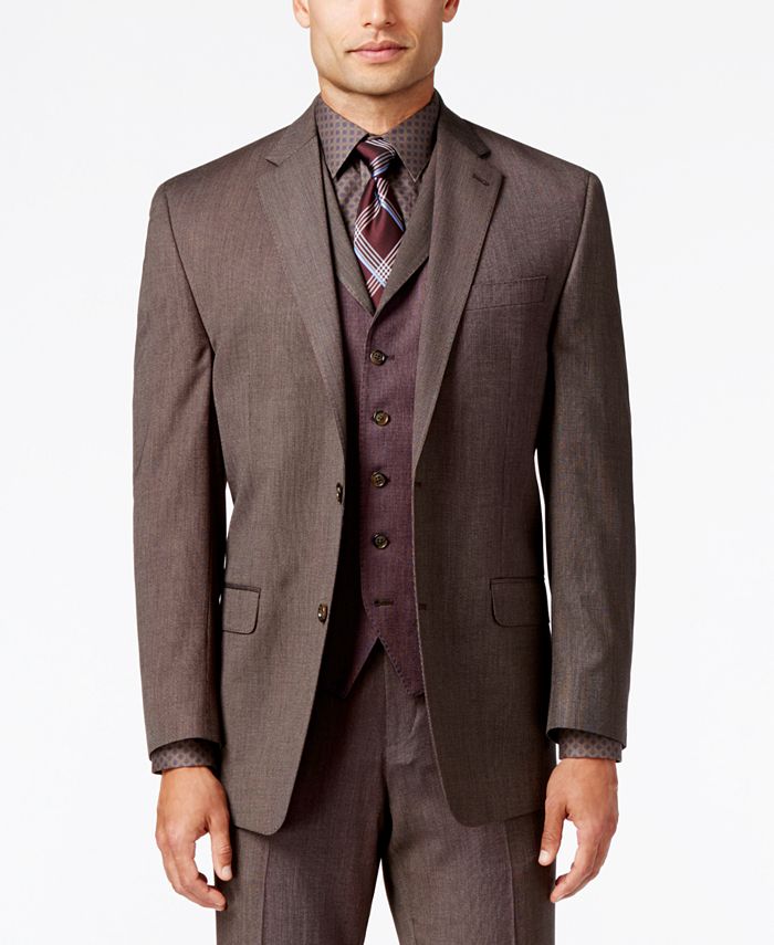 Sean John Men's Classic-Fit Brown Pindot Suit Jacket - Macy's